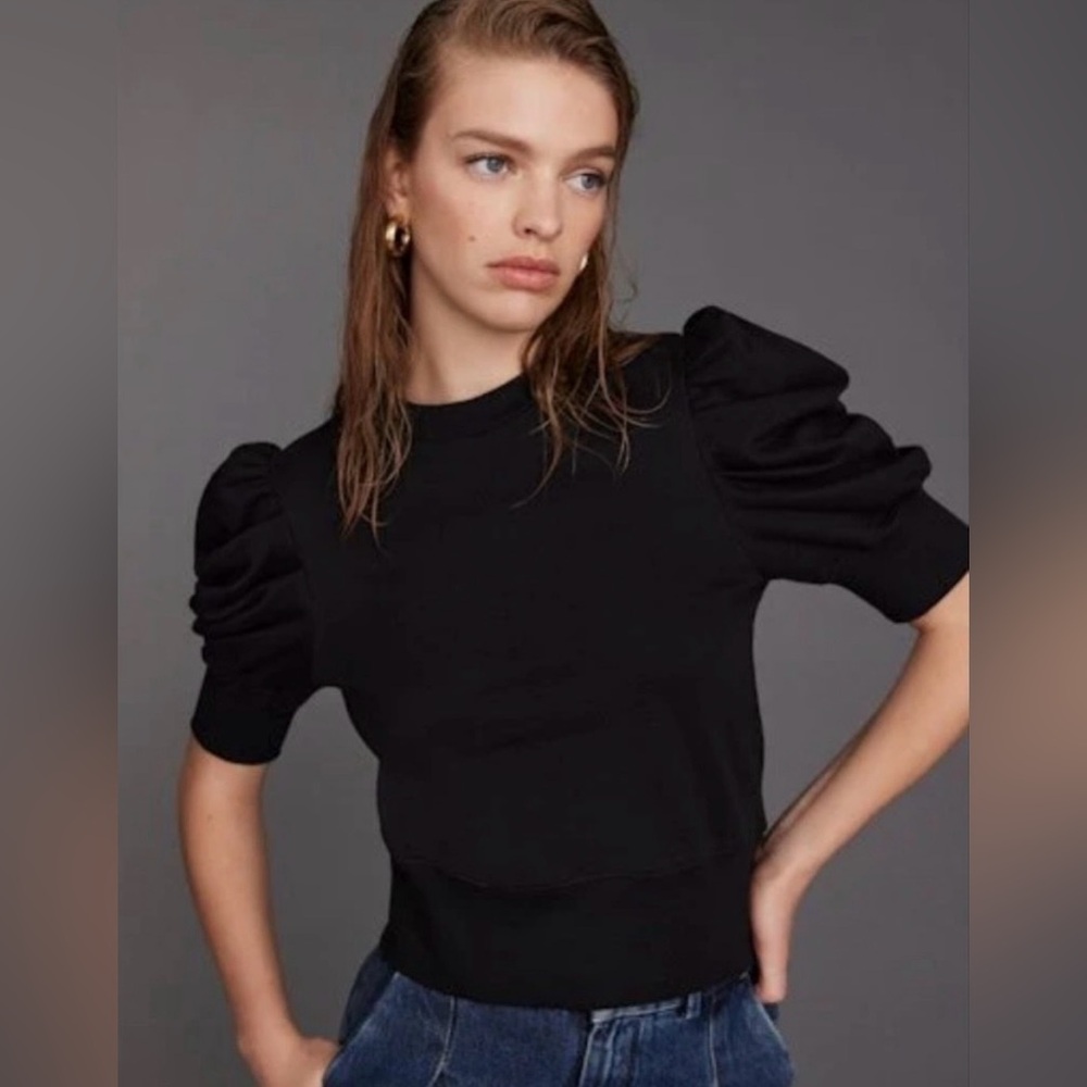 Soldout.nyc Organic Cotton Puff Sleeve Sweatshirt | Black | Womens Medium - Picture 4 of 15